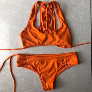 Cheeky orange sporty corset bikini